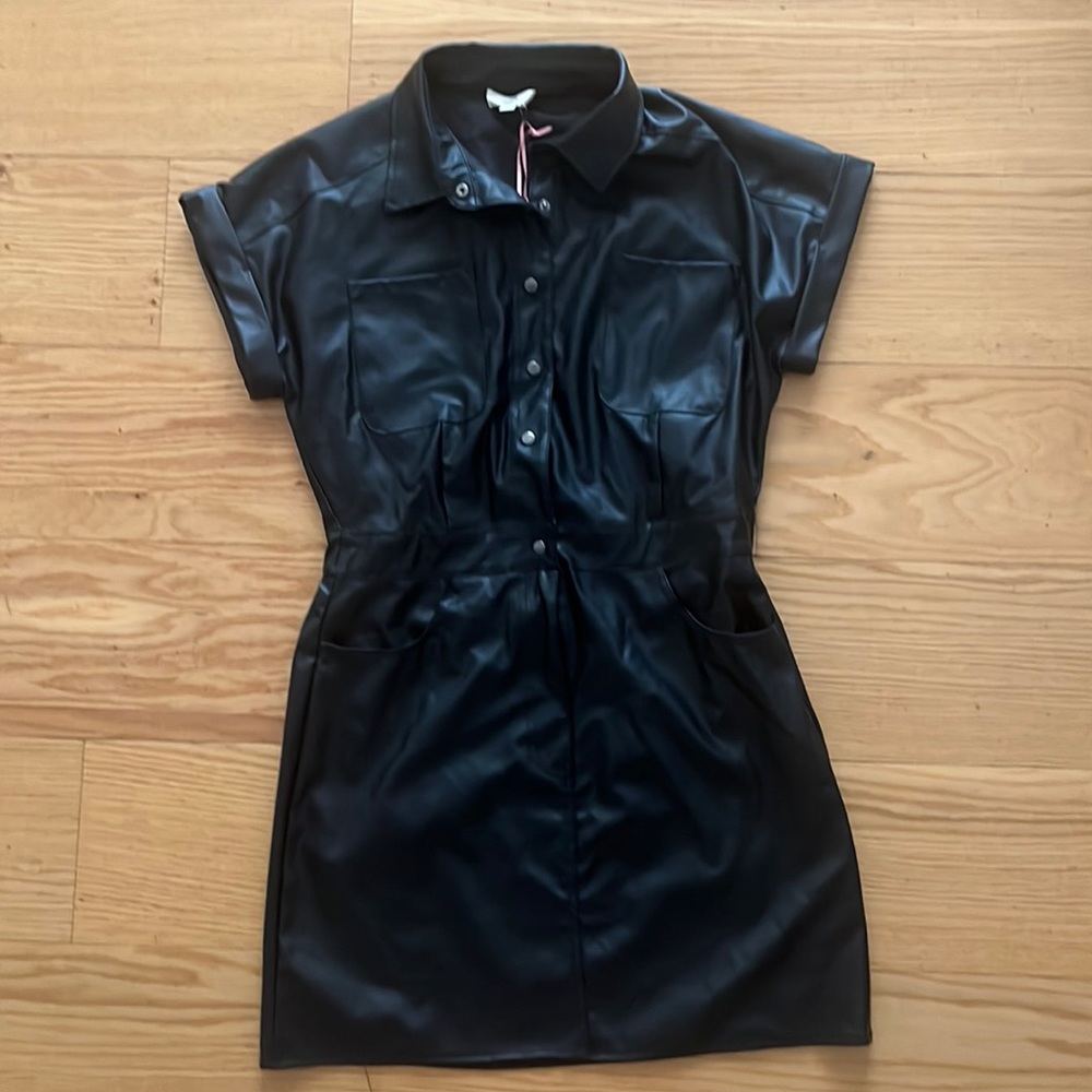 Entro black leather dress BNWT